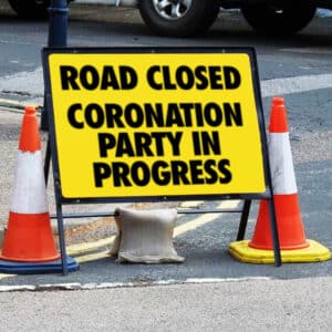 Riverside Printers in Corby celebrating the King's Coronation 2023 custom printed road signs